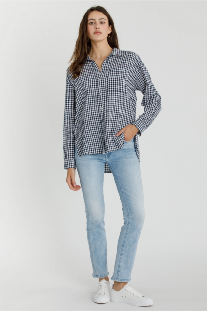 Be Cool Gingham Long Sleeve Button Up Shirt