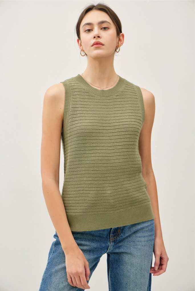 Be Cool Round Neck Relaxed Fit Sweater Tank
