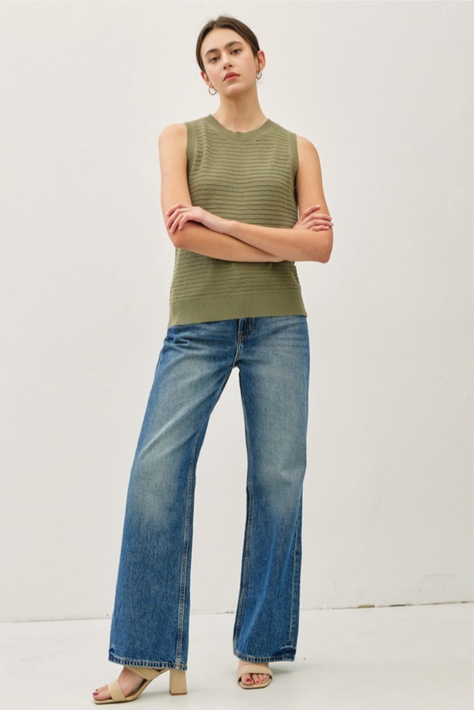 Be Cool Round Neck Relaxed Fit Sweater Tank