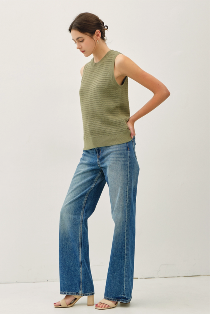 Be Cool Round Neck Relaxed Fit Sweater Tank