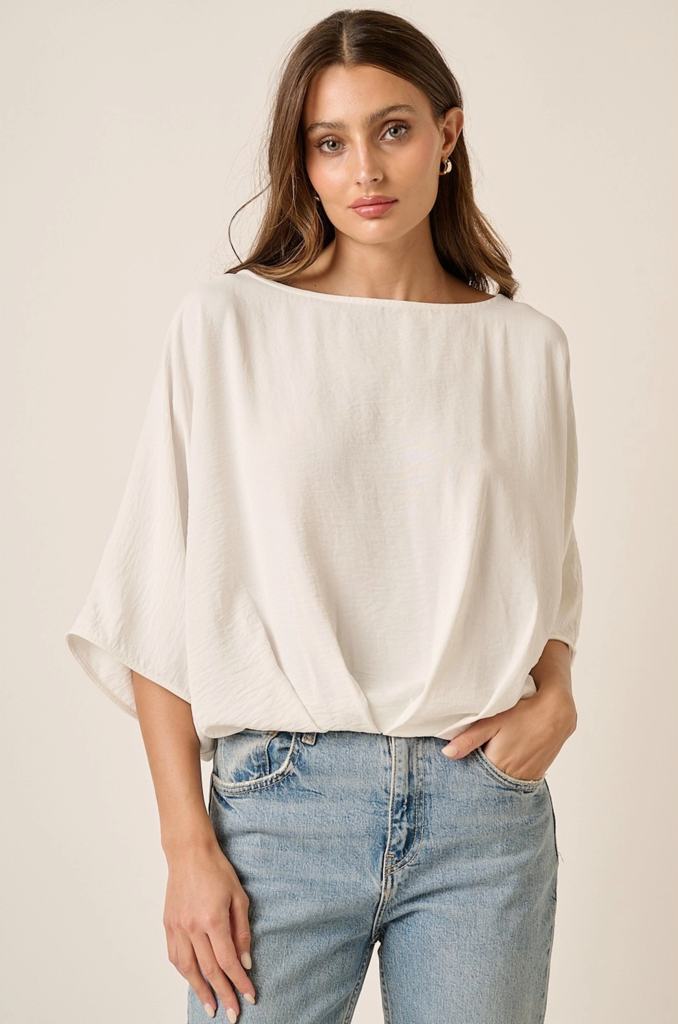 Mittoshop Airflow Boat Neck Pleat Detail Blouse
