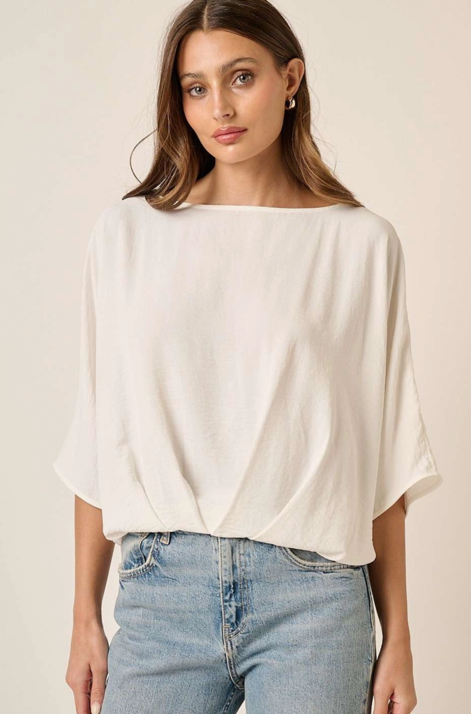 Mittoshop Airflow Boat Neck Pleat Detail Blouse