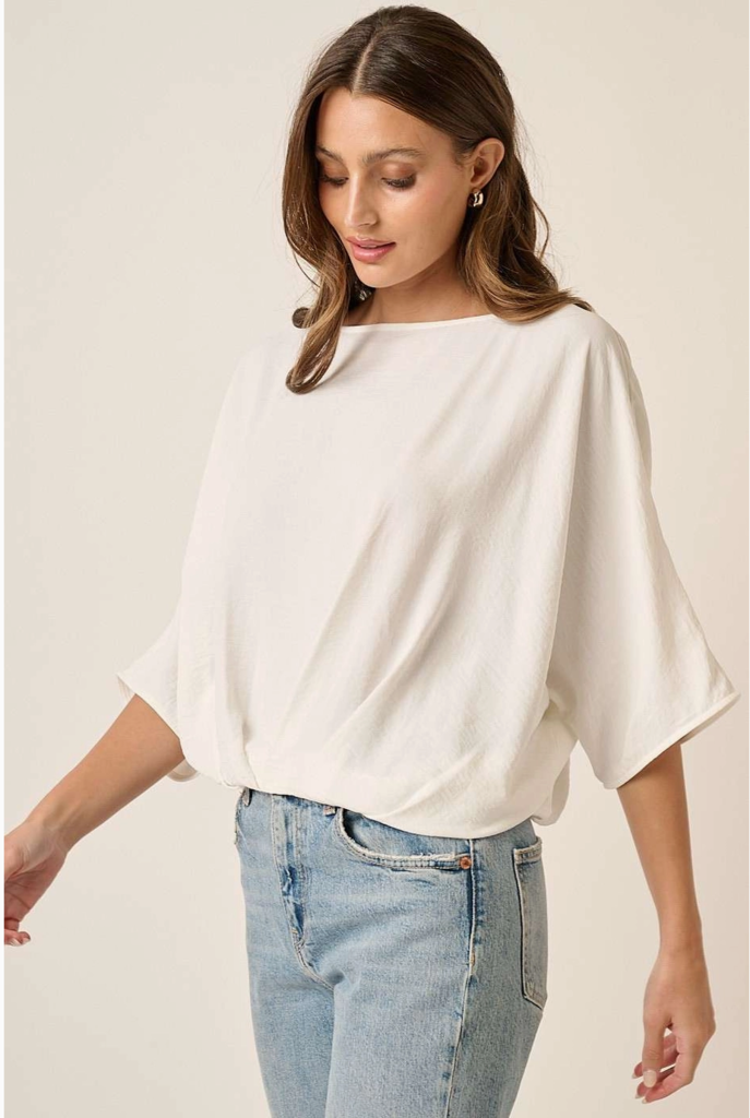 Mittoshop Airflow Boat Neck Pleat Detail Blouse