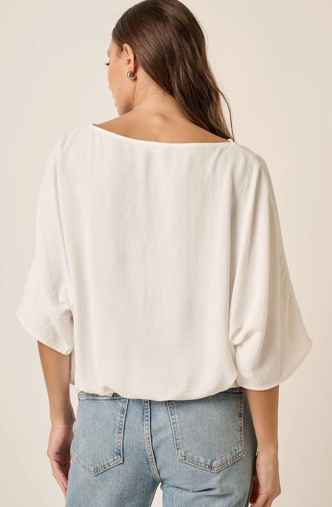 Mittoshop Airflow Boat Neck Pleat Detail Blouse