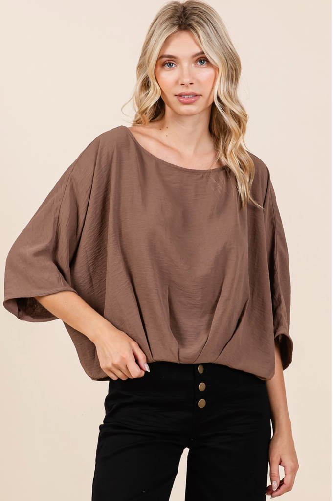 Mittoshop Airflow Boat Neck Pleat Detail Blouse