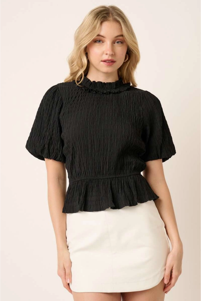 Mittoshop Textured  Peplum Blouse