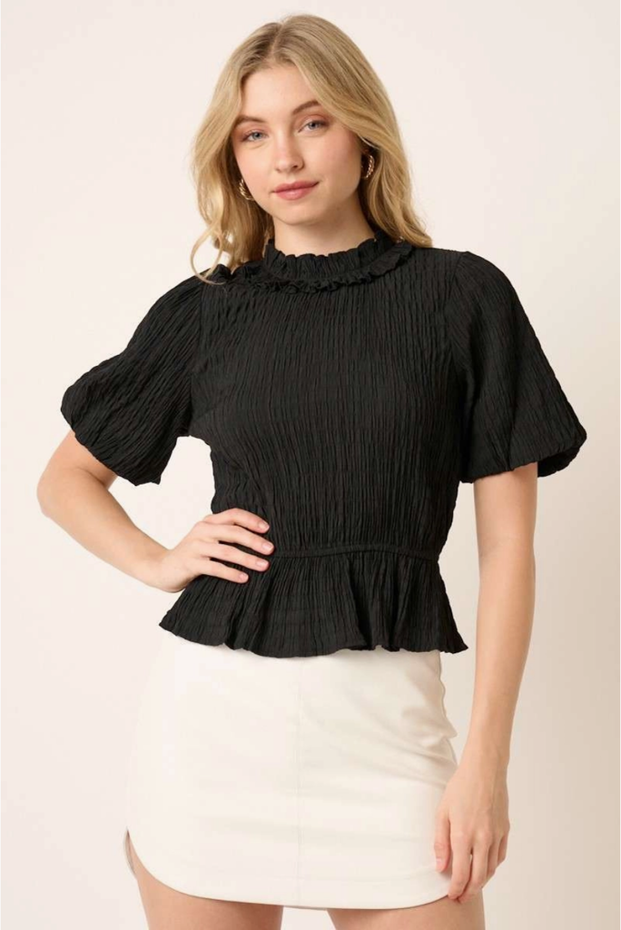 Mittoshop Textured  Peplum Blouse