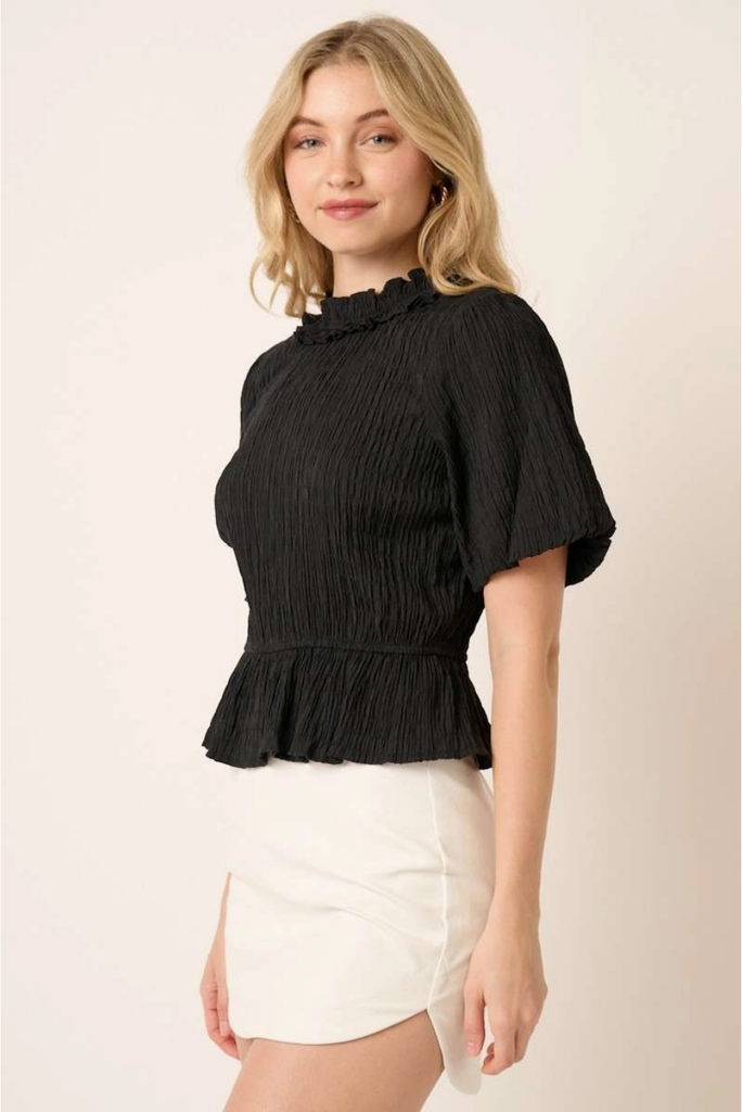 Mittoshop Textured  Peplum Blouse