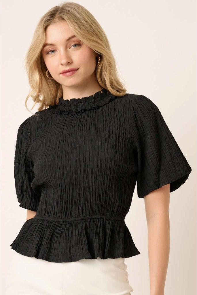 Mittoshop Textured  Peplum Blouse
