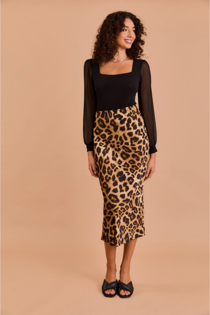 Gilli Bias Skirt in Leopard Print