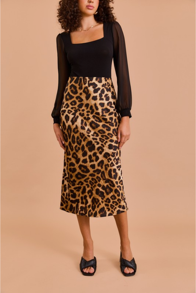 Gilli Bias Skirt in Leopard Print