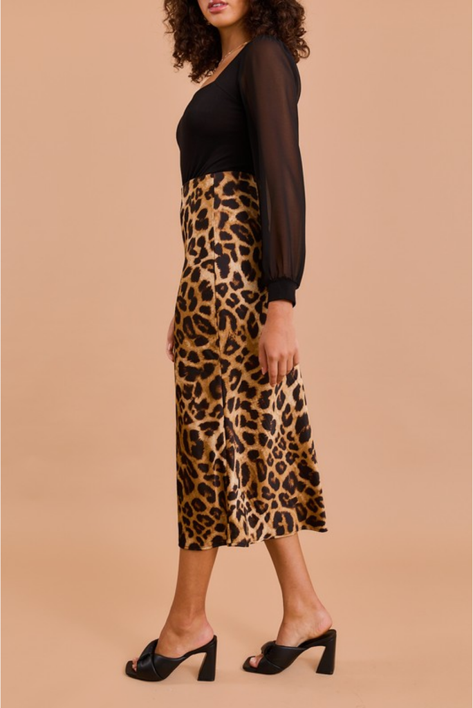 Gilli Bias Skirt in Leopard Print