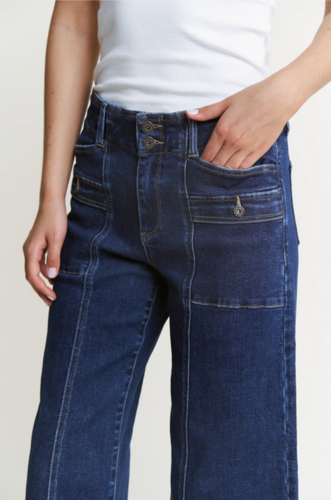 Mica Denim High Rise Wide Leg with Pockets and Seams