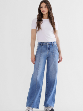 Mica Denim High Rise Wide Leg Jean with Front Seams Mica Denim High Rise Wide Leg Jean with Front Seams