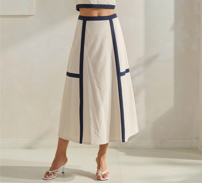 Able Contrast Trim Top & Skirt Set