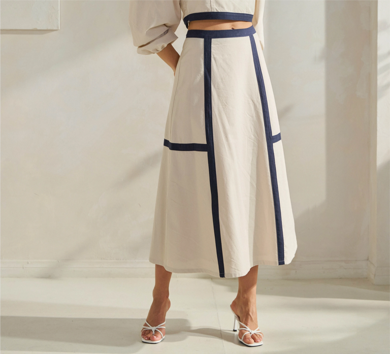 Able Contrast Trim Top & Skirt Set