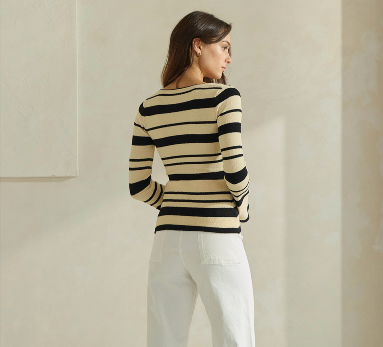 Able Square Neck Striped Sweater Top