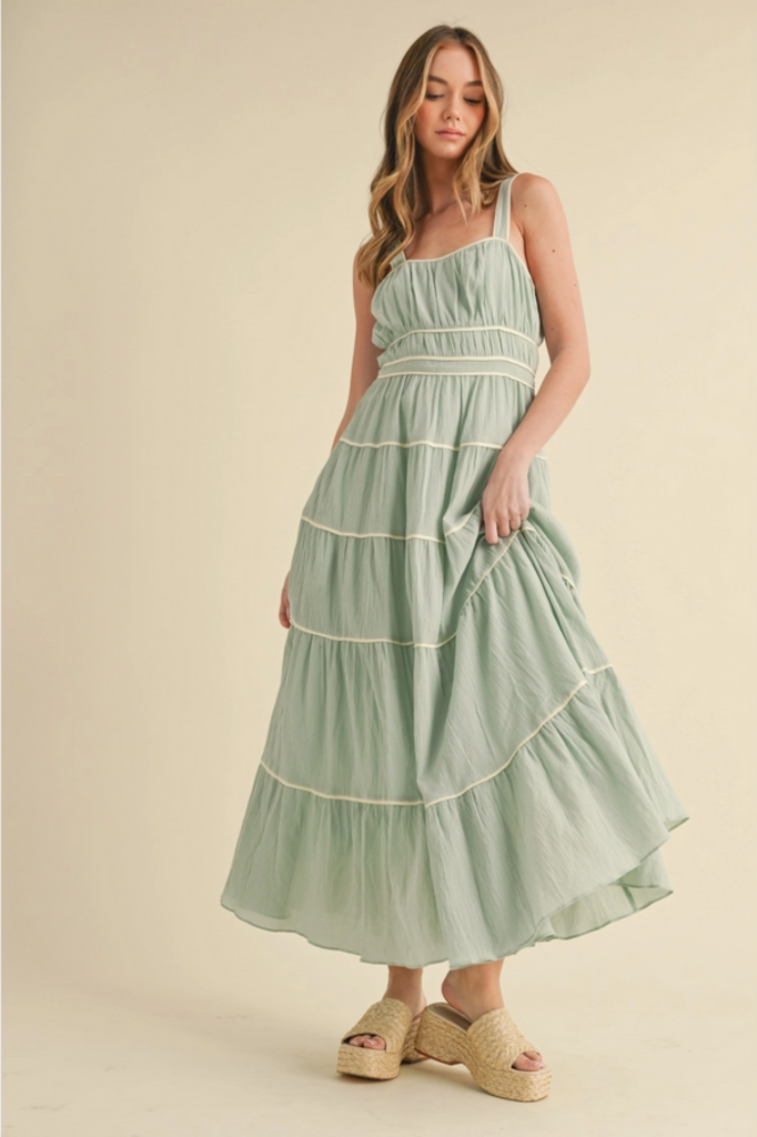 Camellia Gathered Bust Maxi Tiered Dress