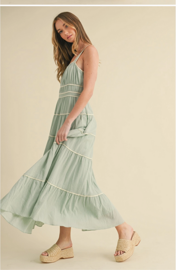 Camellia Gathered Bust Maxi Tiered Dress