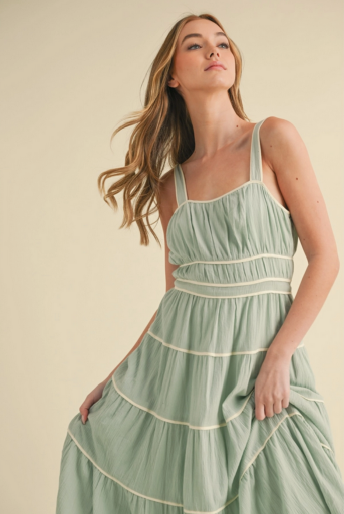 Camellia Gathered Bust Maxi Tiered Dress