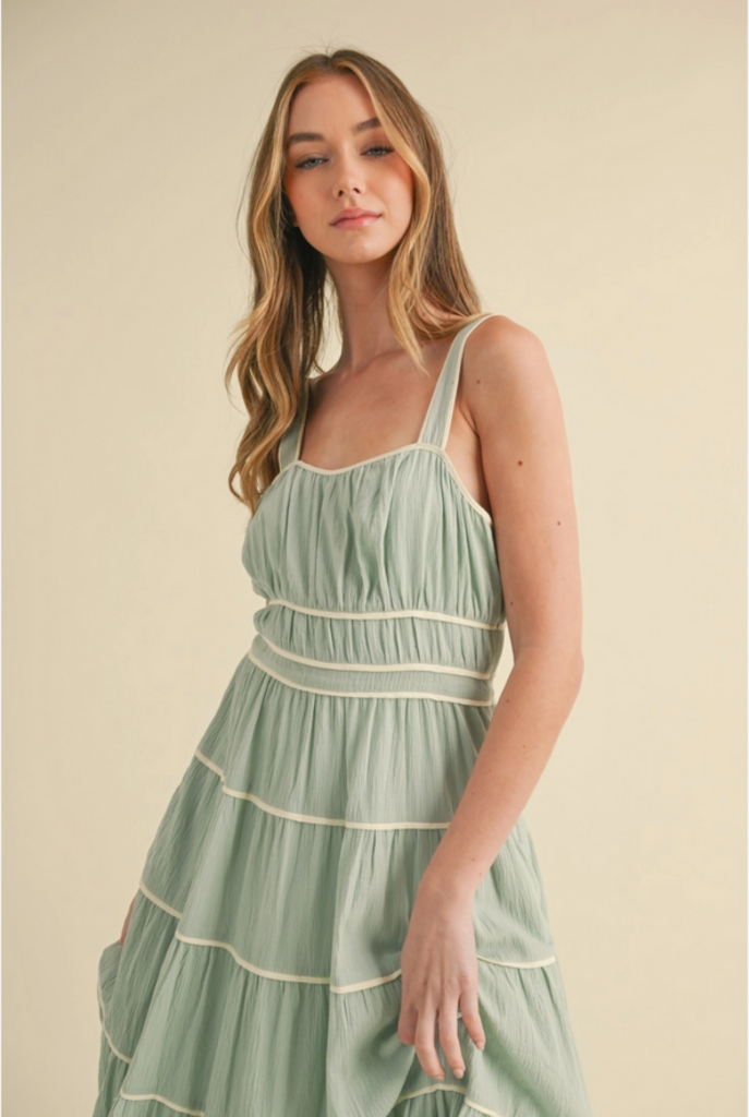 Camellia Gathered Bust Maxi Tiered Dress