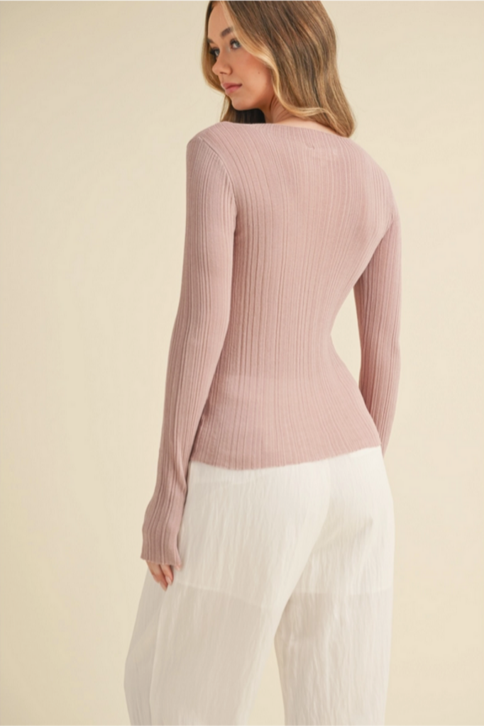 Camellia Semi-Sheer Long Sleeve Top