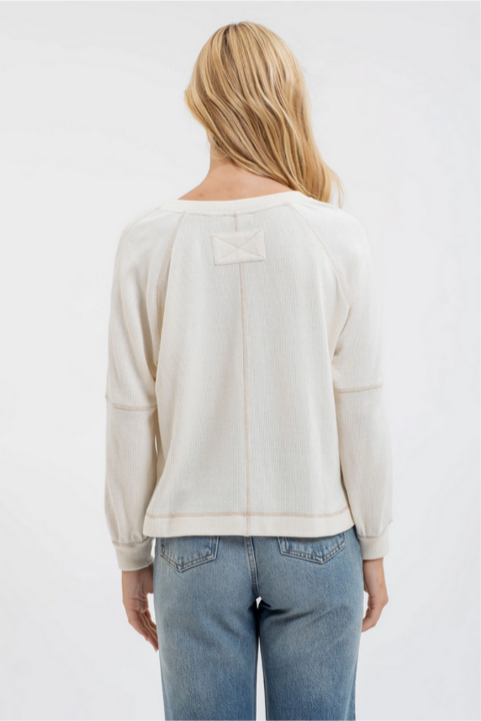 Blu Pepper Split Neck Raglan Knit Top