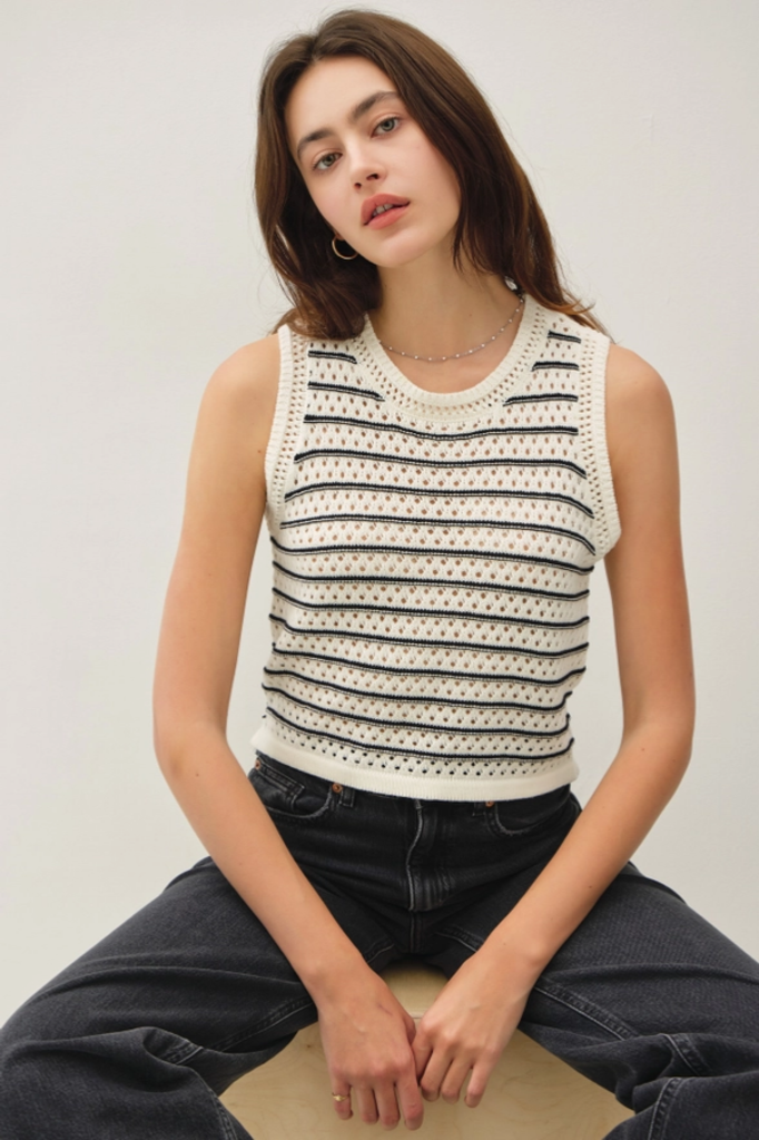 Be Cool Knit Striped Sweater Tank
