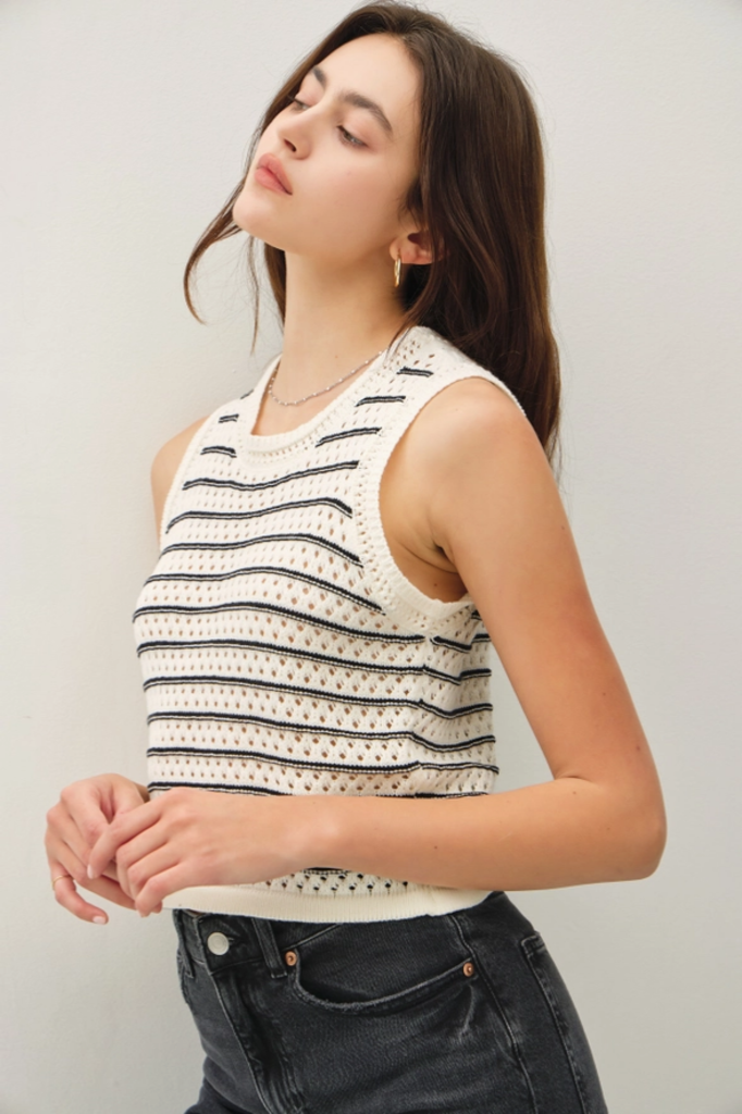 Be Cool Knit Striped Sweater Tank