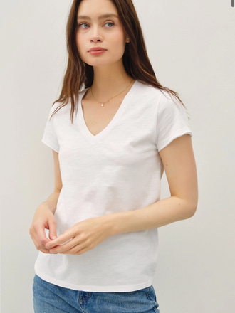 Be Cool Classic V-Neck Raw Trim Short Sleeve Tee