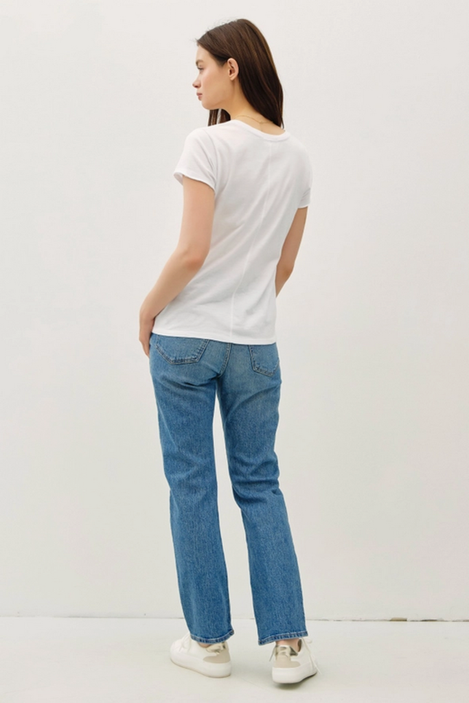 Be Cool Classic V-Neck Raw Trim Short Sleeve Tee