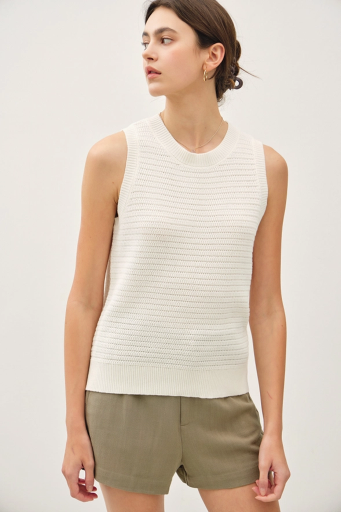 Be Cool Round Neck Relaxed Fit Sweater Tank