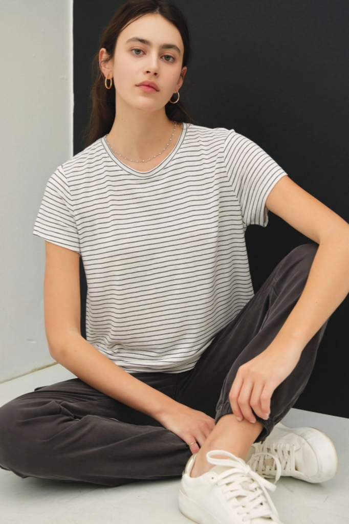 Be Cool Short Sleeve Striped Relaxed Tee