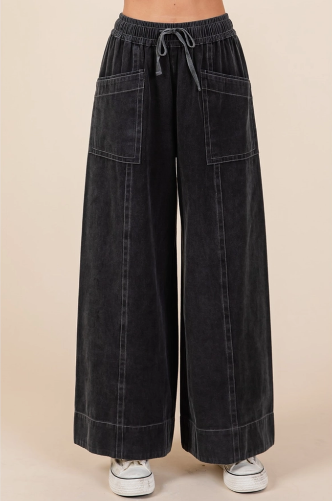Mittoshop Mineral Wash Wide Leg Twill Pants