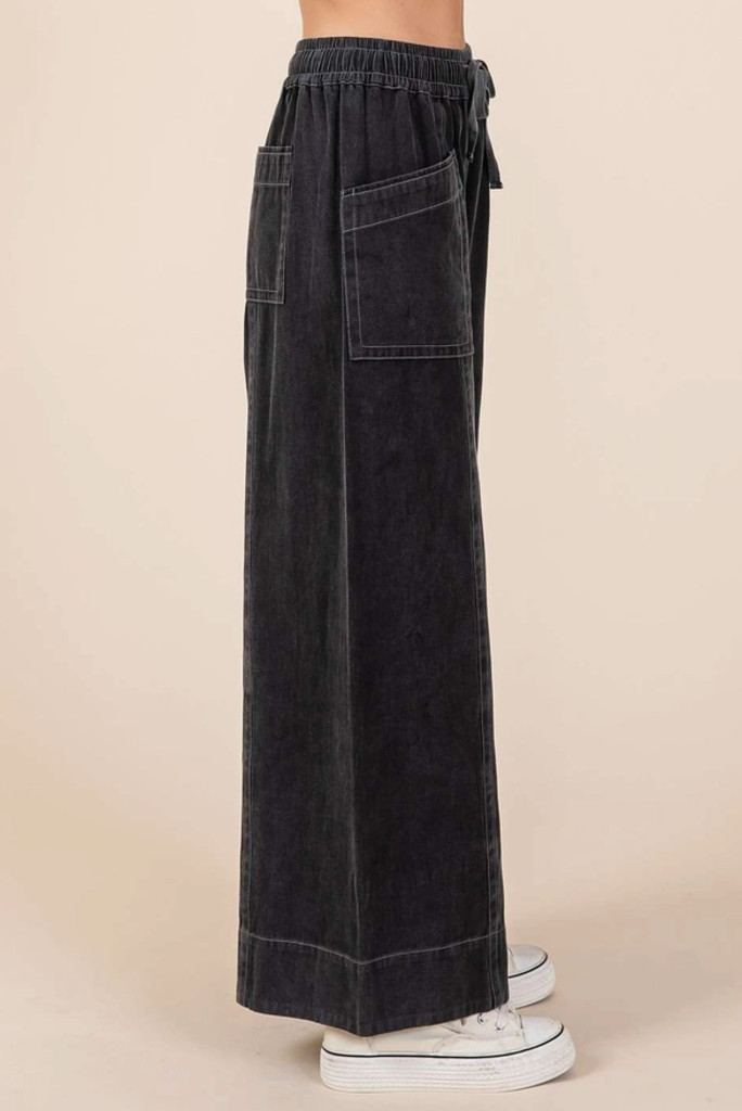 Mittoshop Mineral Wash Wide Leg Twill Pants