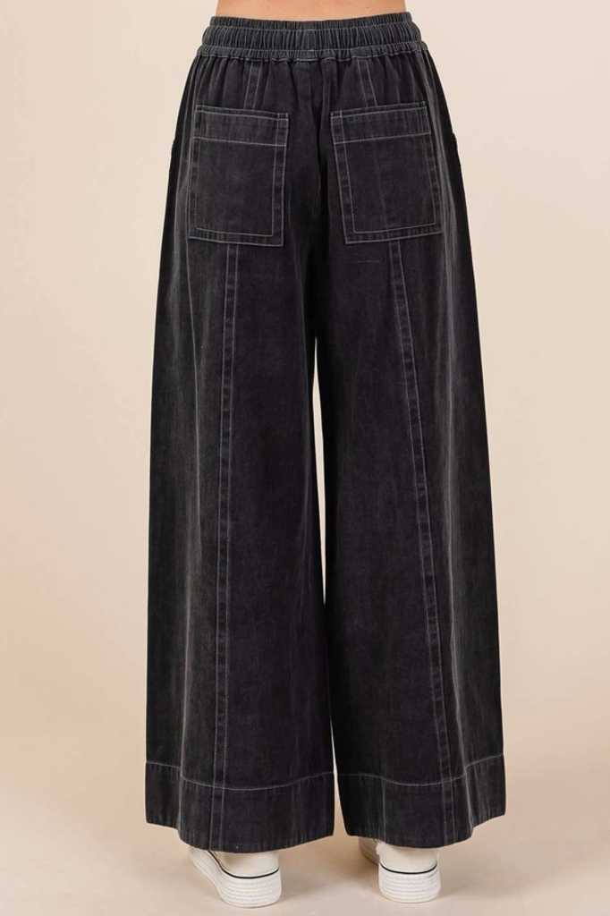 Mittoshop Mineral Wash Wide Leg Twill Pants
