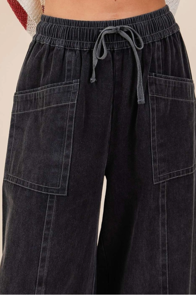 Mittoshop Mineral Wash Wide Leg Twill Pants