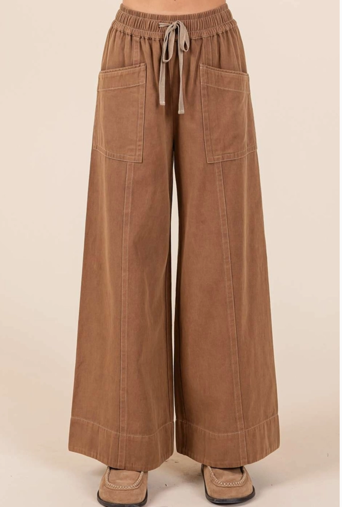 Mittoshop Mineral Wash Wide Leg Twill Pants