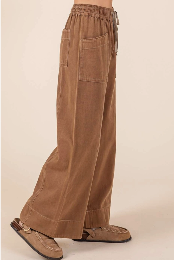 Mittoshop Mineral Wash Wide Leg Twill Pants