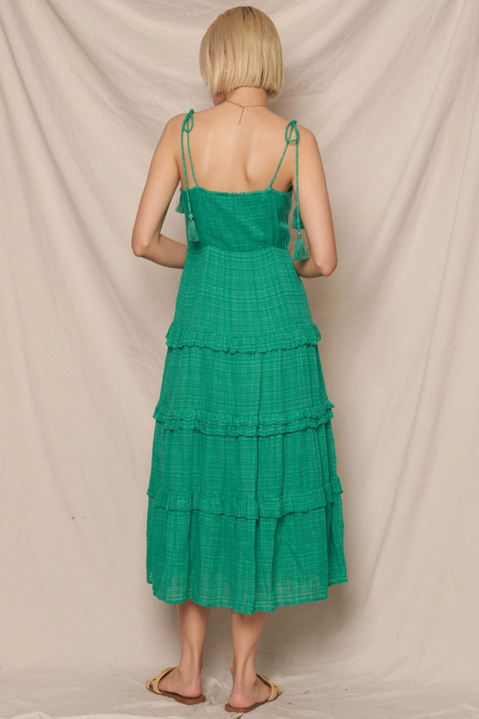 En Creme Tie Shoulder Embroidered Dress