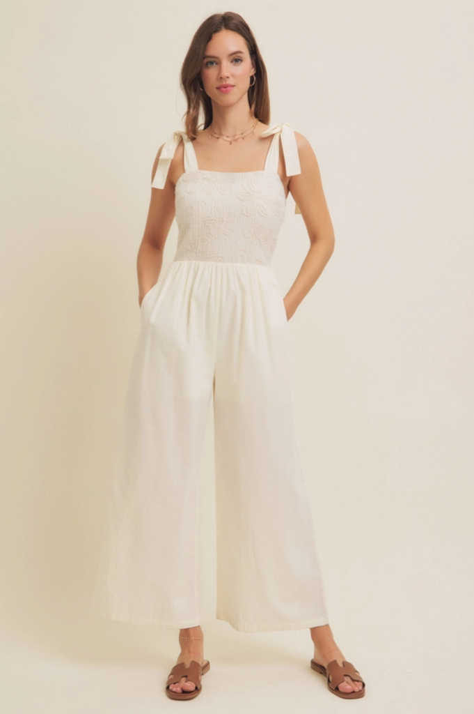 in february Embroidery Wide-Leg Jumpsuit