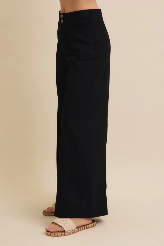 in february Wide Leg Stretchy Cotton Twill Pants