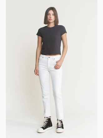 Mica Denim White Mid Rise Straight Leg Jeans Mica Denim White Mid Rise Straight Leg Jeans