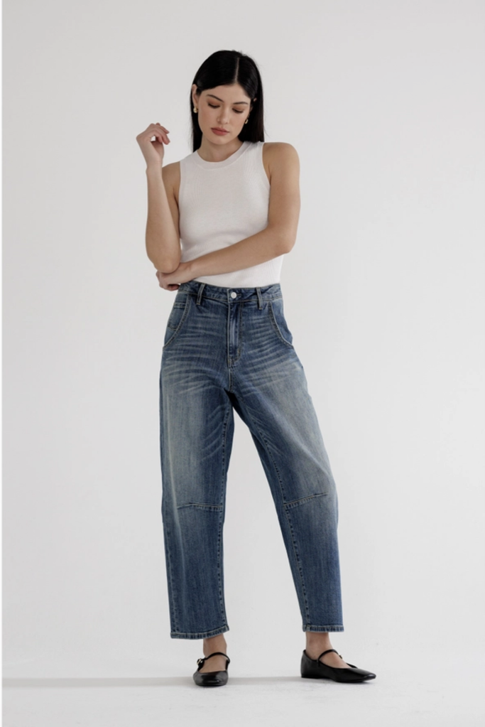 Mica Denim Super High Ankle Barrel-Leg Jeans