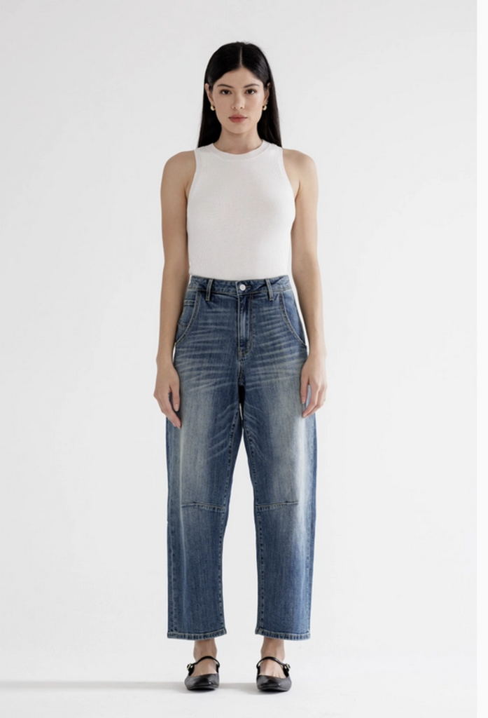 Mica Denim Super High Ankle Barrel-Leg Jeans