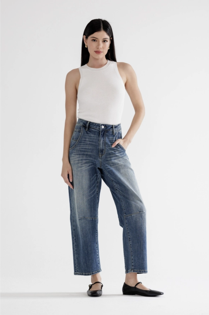 Mica Denim Super High Ankle Barrel-Leg Jeans