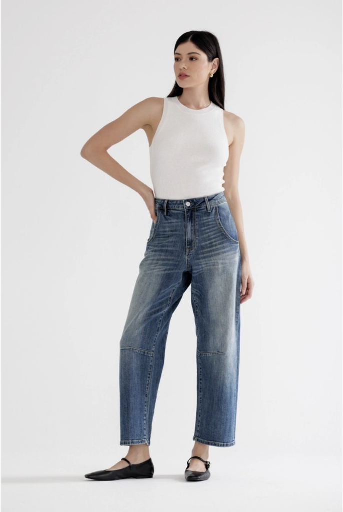 Mica Denim Super High Ankle Barrel-Leg Jeans