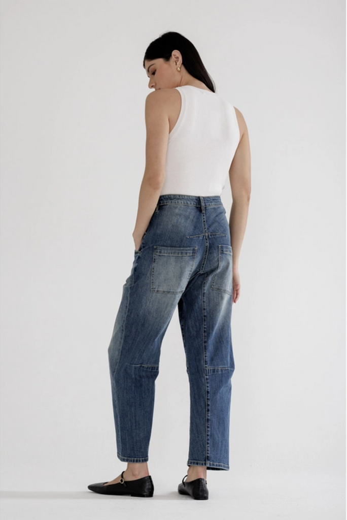 Mica Denim Super High Ankle Barrel-Leg Jeans