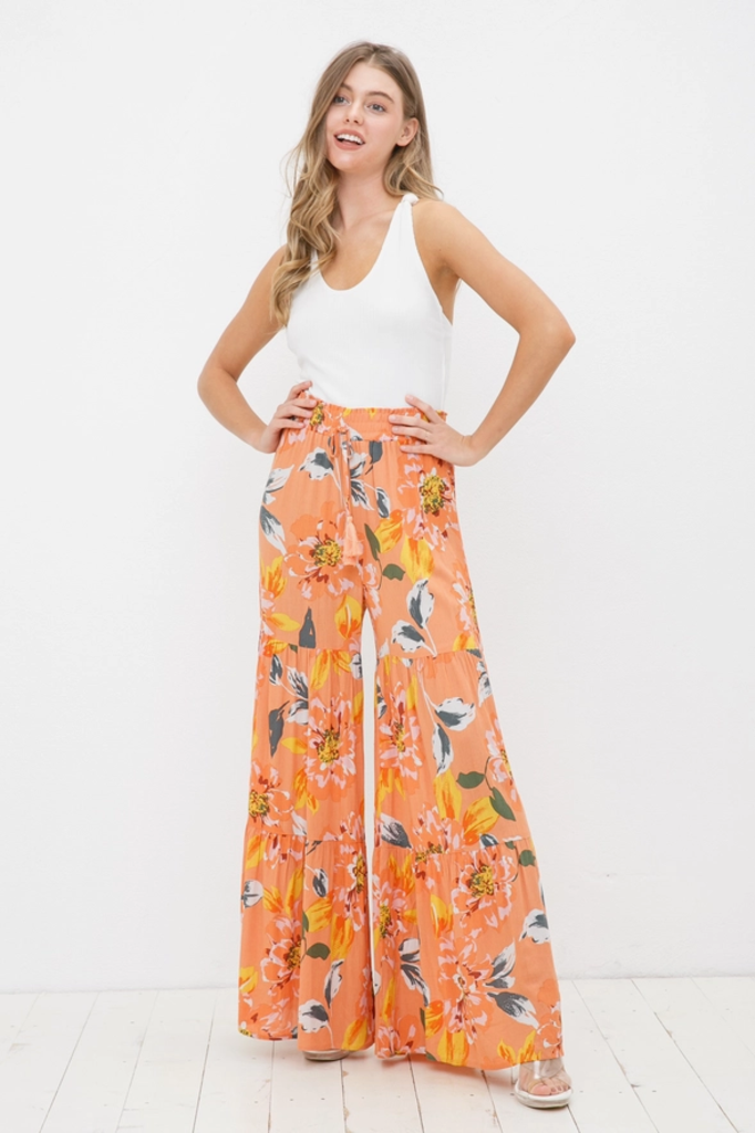 Blue B Rayon Floral Wide Leg Pants