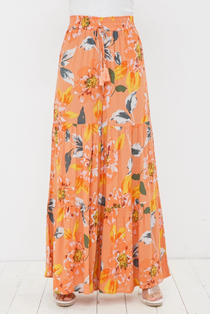 Blue B Rayon Floral Wide Leg Pants